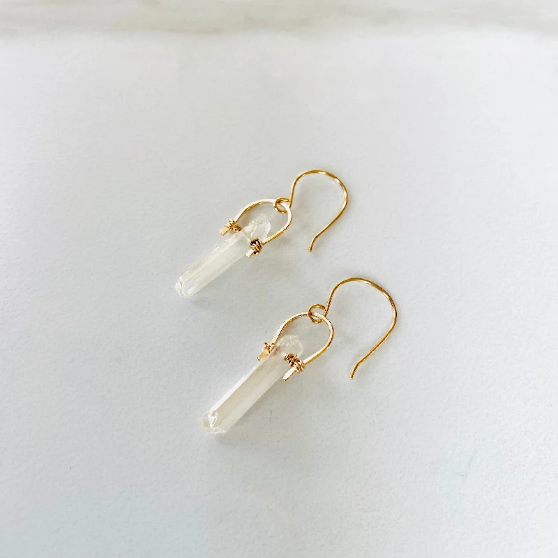 Gold & Quartz Dangle Earrings