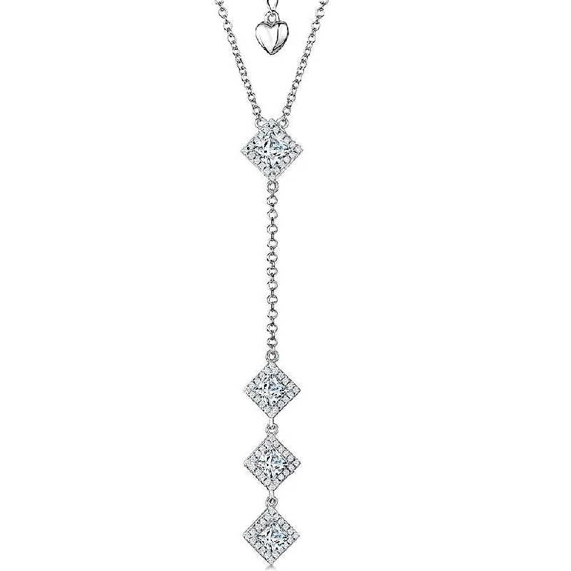 wedding day necklaces for women -Jools Sterling Silver Square Drop Necklace