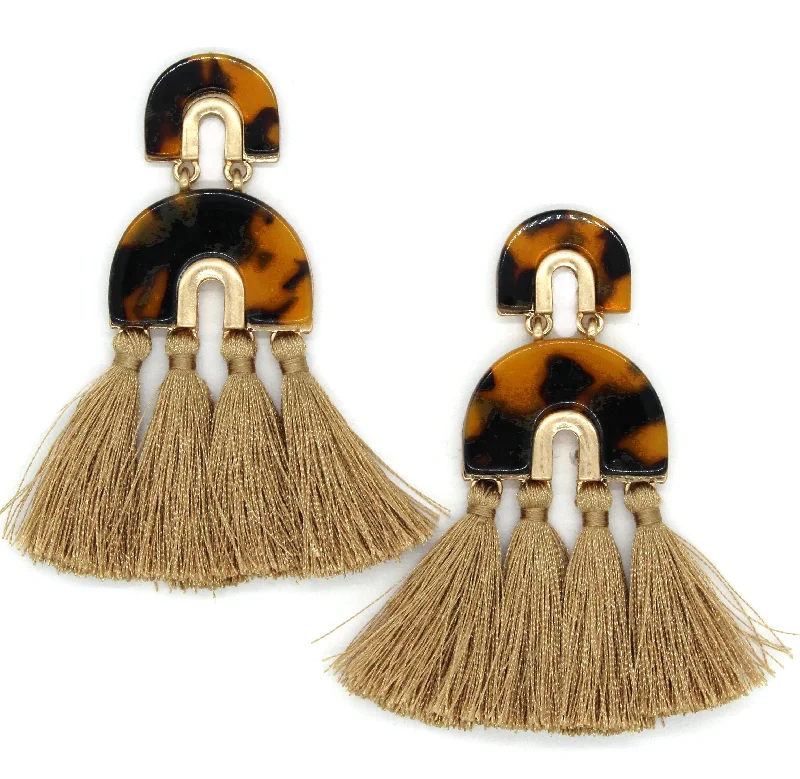 Farrah Tassel Earrings- Tortoise