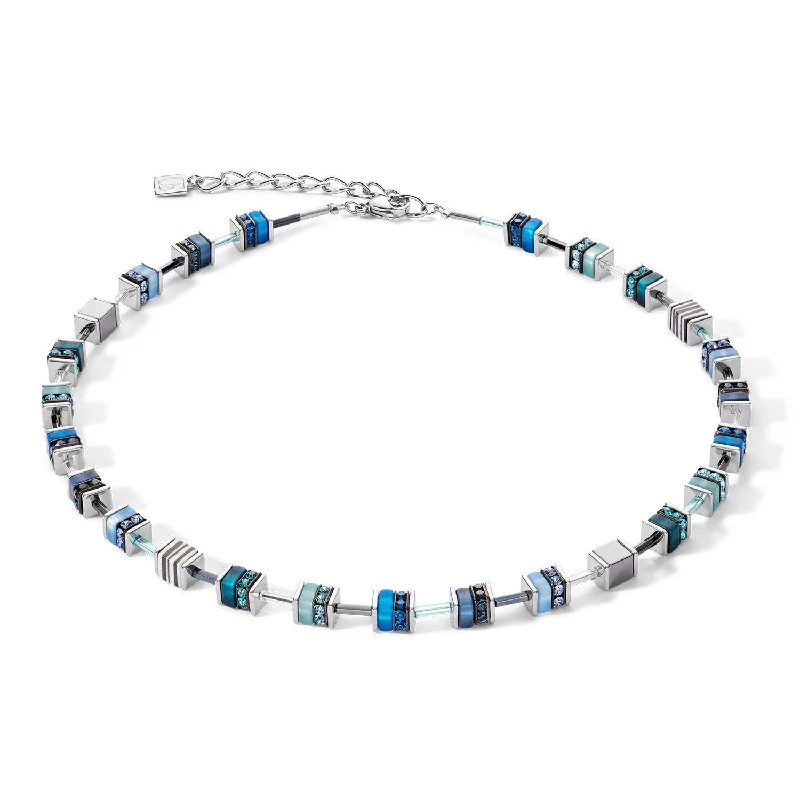 unique charm necklaces for women -Coeur De Lion Blue Sparkling GeoCUBE® Necklace