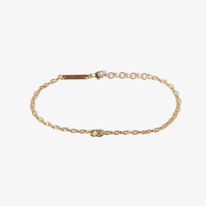 Baguette Diamond Open Link Square Oval Chain Bracelet