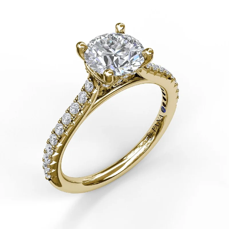 simple engagement rings for women -14 Karat Yellow Gold Fana 1/3 Carat Delicate Classic Diamond Engagement Ring Setting With Side Detail