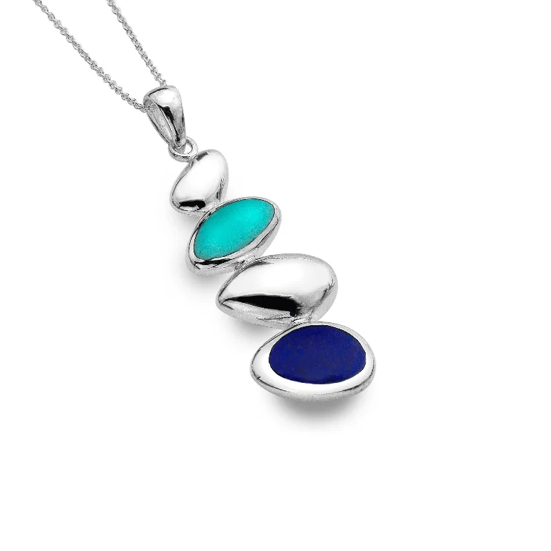 fashion necklaces for women -Sea Gems Turquoise Lapis Pebbles Pendant Necklace