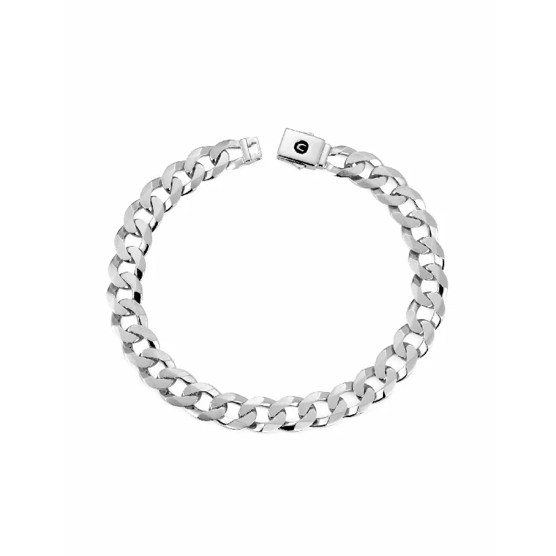 CRISLU Mens Matte Curb Chain Bracelet Finished in Pure Platinum