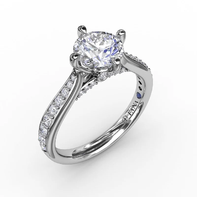 large solitaire engagement rings -Contemporary Diamond Solitaire Engagement Ring With Tapered Diamond Band