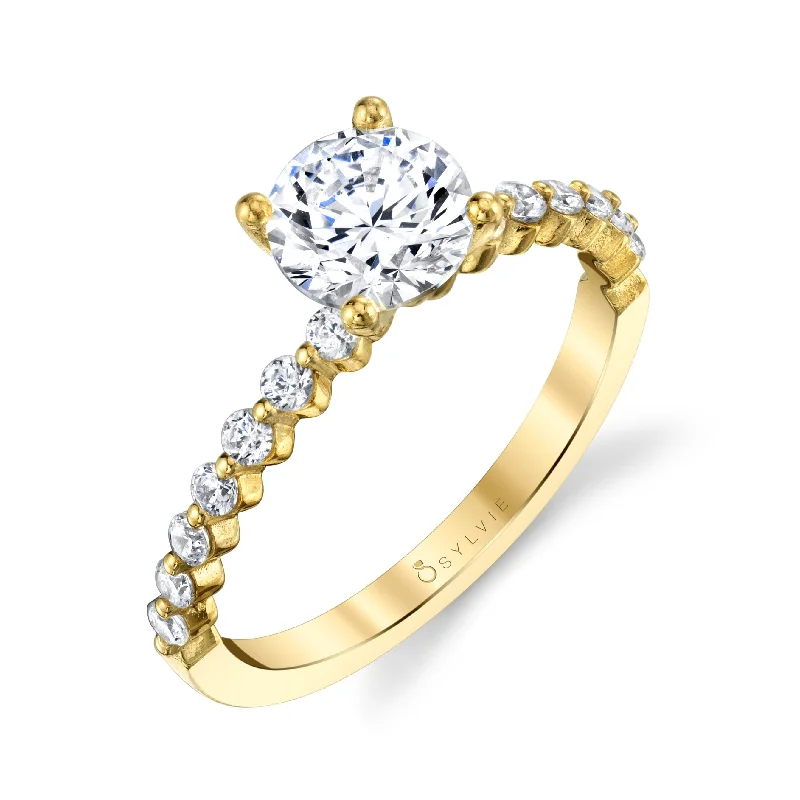 elegant engagement rings -Sylvie Collection 14K Round Engagement Ring Setting .29tw