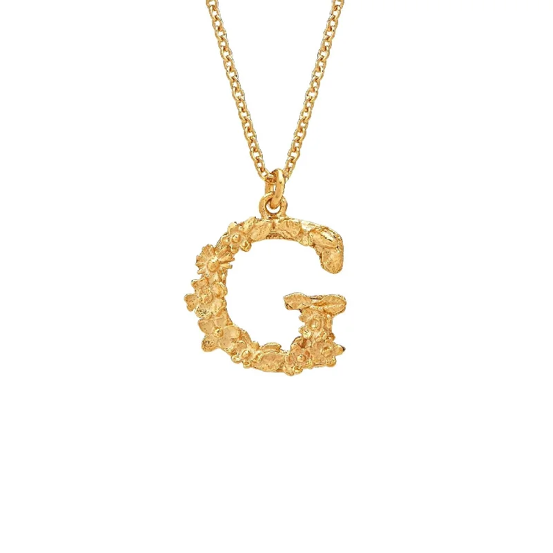 trendy necklaces for women -Alex Monroe Floral Letter G Necklace