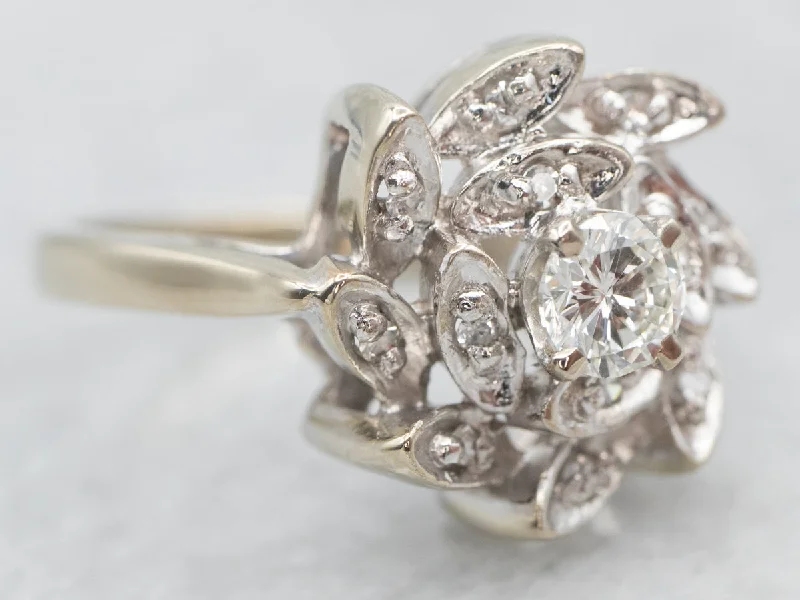 custom-designed engagement rings -Sophisticated White Gold Diamond Pinwheel Engagement Ring