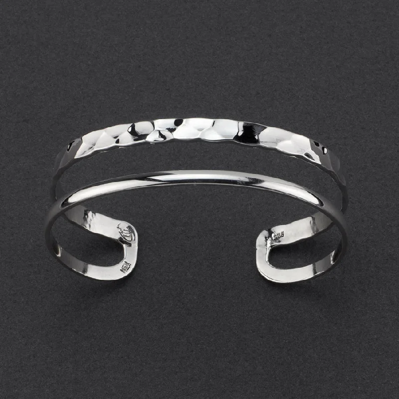 Sterling Silve Double Row Cuff Bracelet