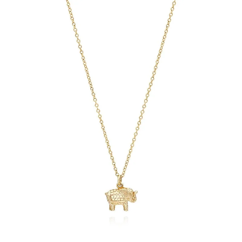 dainty necklaces for women -Anna Beck Small Elephant Charm Charity Necklace