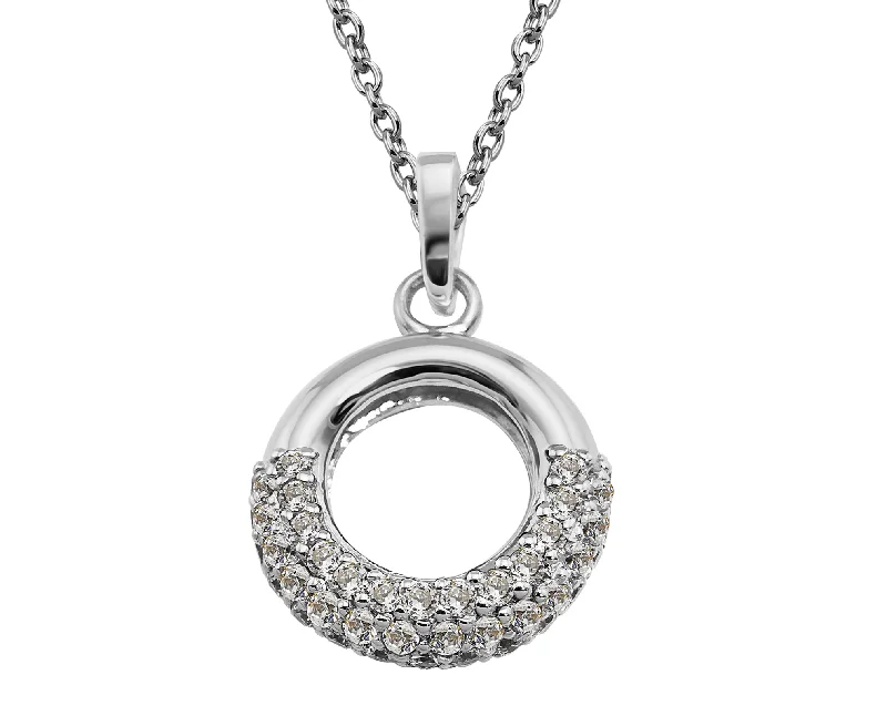 minimalist necklaces for women -Unique & Co Sterling Silver Cubic Zirconia Pendant Necklace