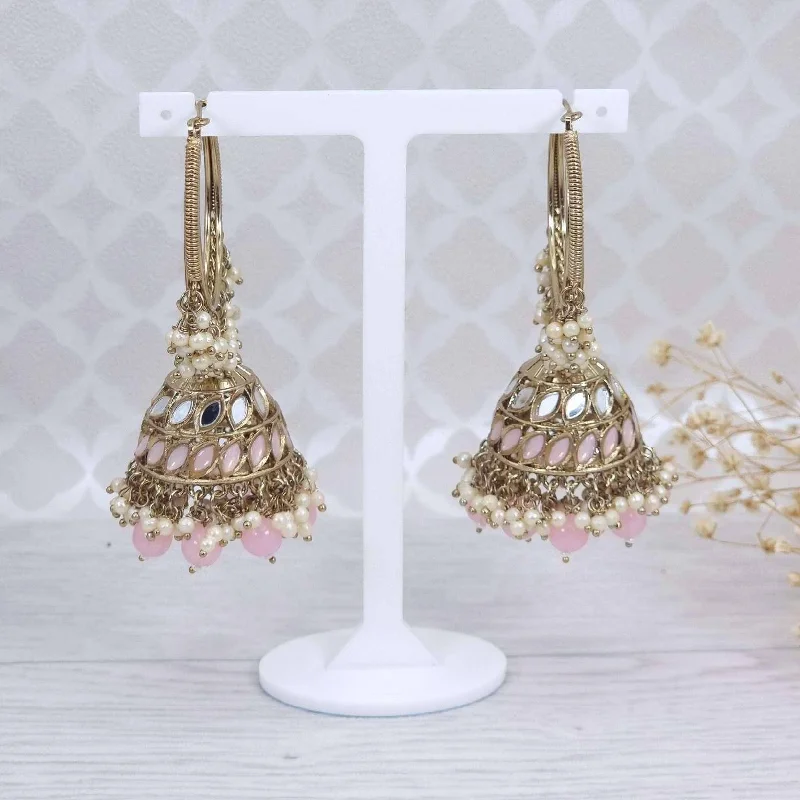 Ira- Antique Gold Mirrored Statement Jhumki Earrings