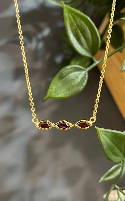 simple necklaces for women -Unique & Co Gold Vermeil Garnet Pendant Necklace