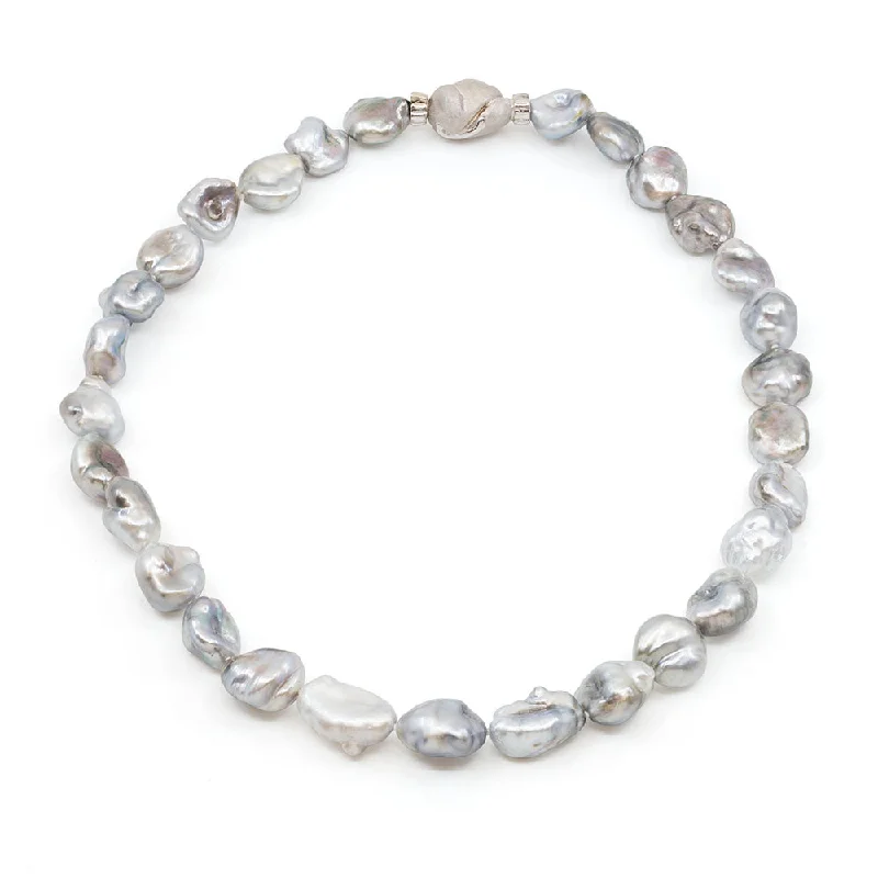 crystal necklaces for women -Gray Tahitian Keshi Pearl Necklace