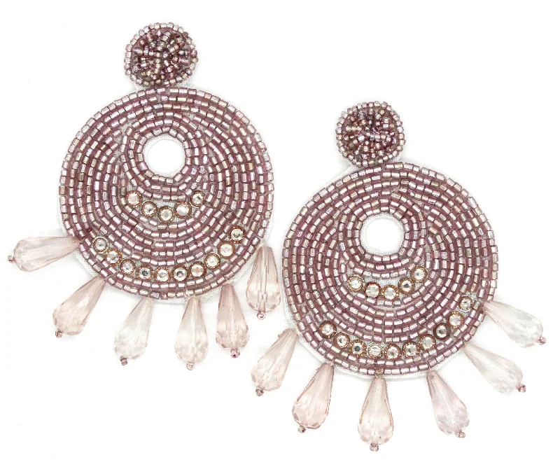 Ingrid Beaded Statement Earrings- Violet