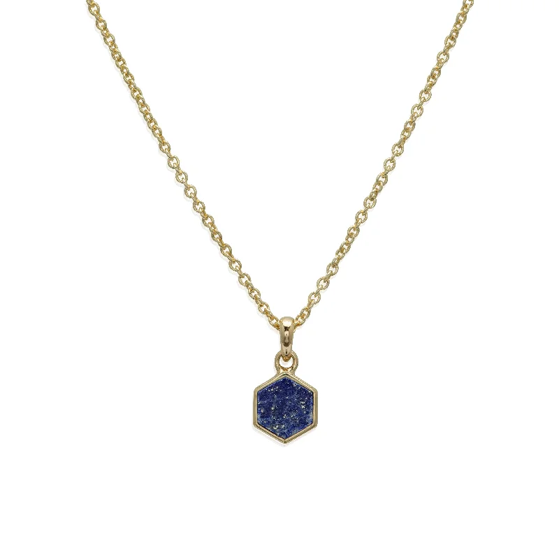 bridal necklaces for women -Unique & Co Lapis Necklace - 18ct Gold Vermeil