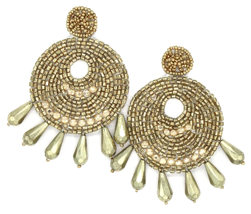 Ingrid Beaded Statement Earrings- Gold