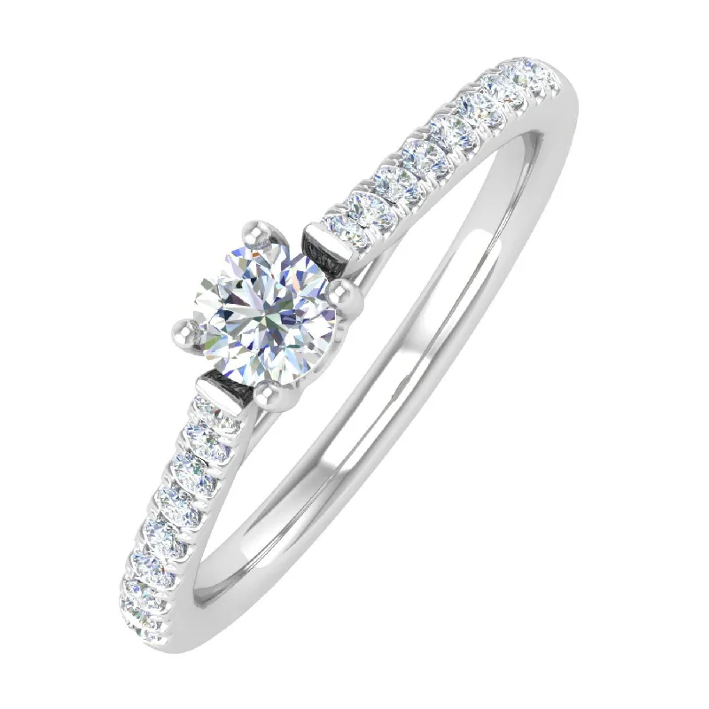 vintage inspired diamond engagement rings -3/8 Carat Diamond Solitaire Engagement Ring in Gold