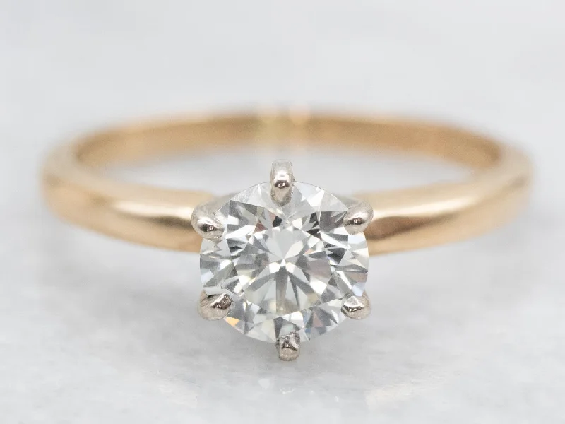 vintage inspired diamond engagement rings -Six-Prong GIA Certified Diamond Solitaire Engagement Ring