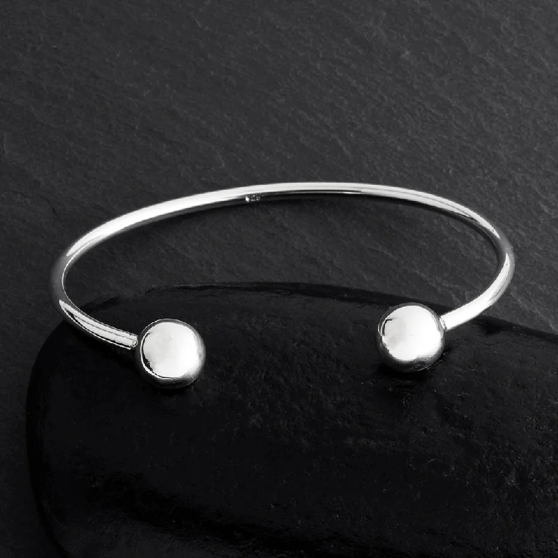 Sterling Silver Open Ball End Cuff Bracelet