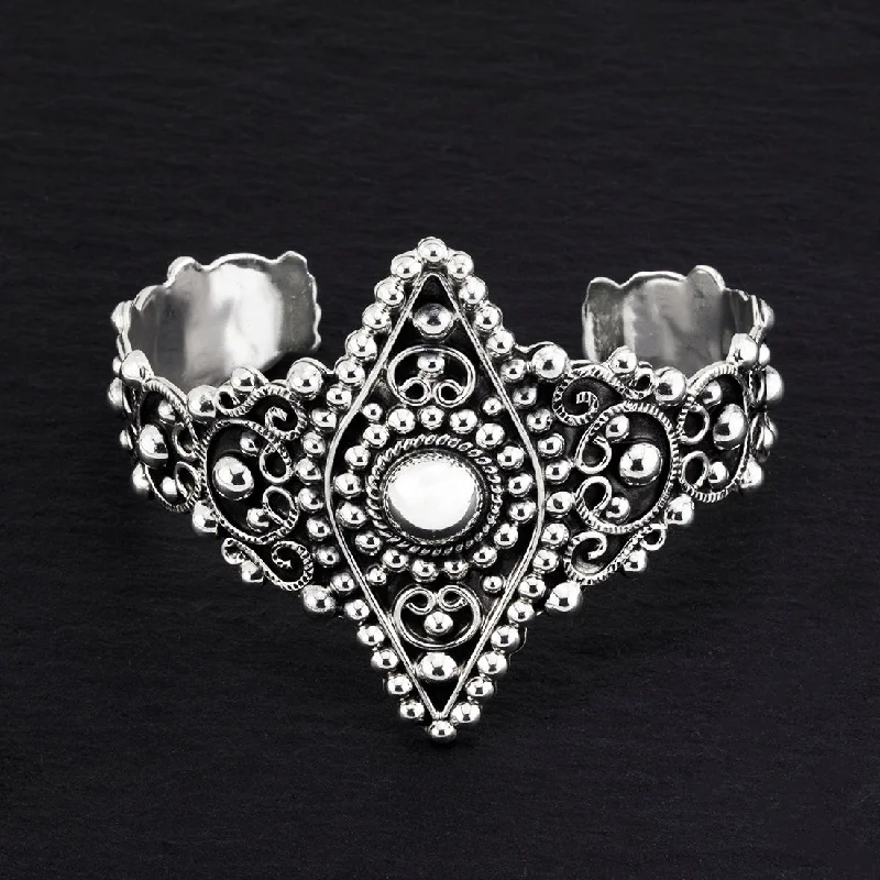 Vintage Taxco Silver Filigree Cuff Bracelet