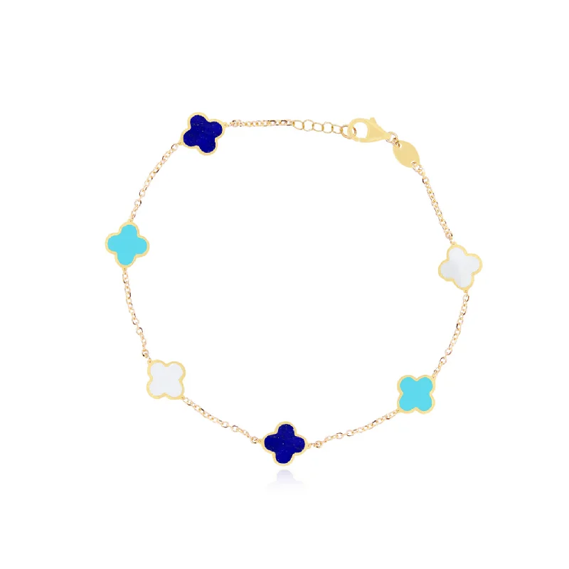 Mini Blue Mixed Clover Bracelet