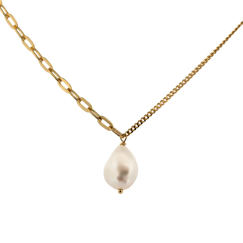 chunky necklaces for women -Dainty London Gold Large Pearl Necklace