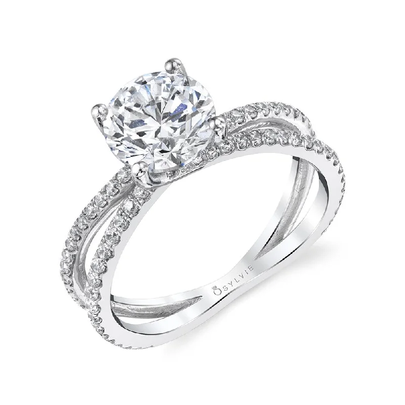 affordable diamond engagement rings -Sylvie Collection 14K White Gold Round Engagement Ring Setting