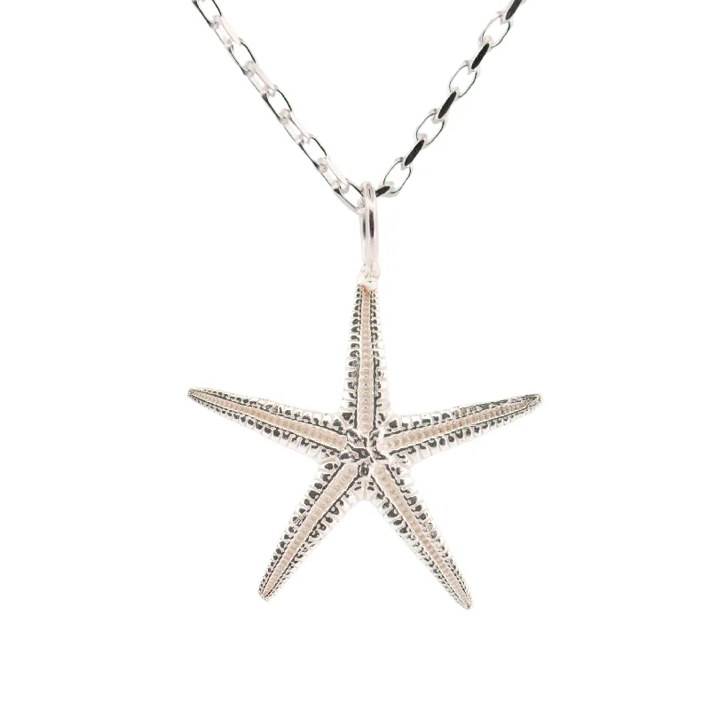 elegant pendant necklaces for women -Dainty London Maxi Silver Starfish Necklace