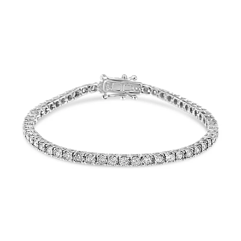 14K White Gold 2.0 Cttw Miracle Set Round-Cut Lab Grown Diamond Illusion 7" Tennis Bracelet