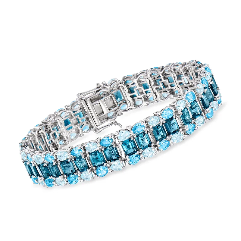 Ross-Simons Tonal Blue and White Topaz Bracelet in Sterling Silver