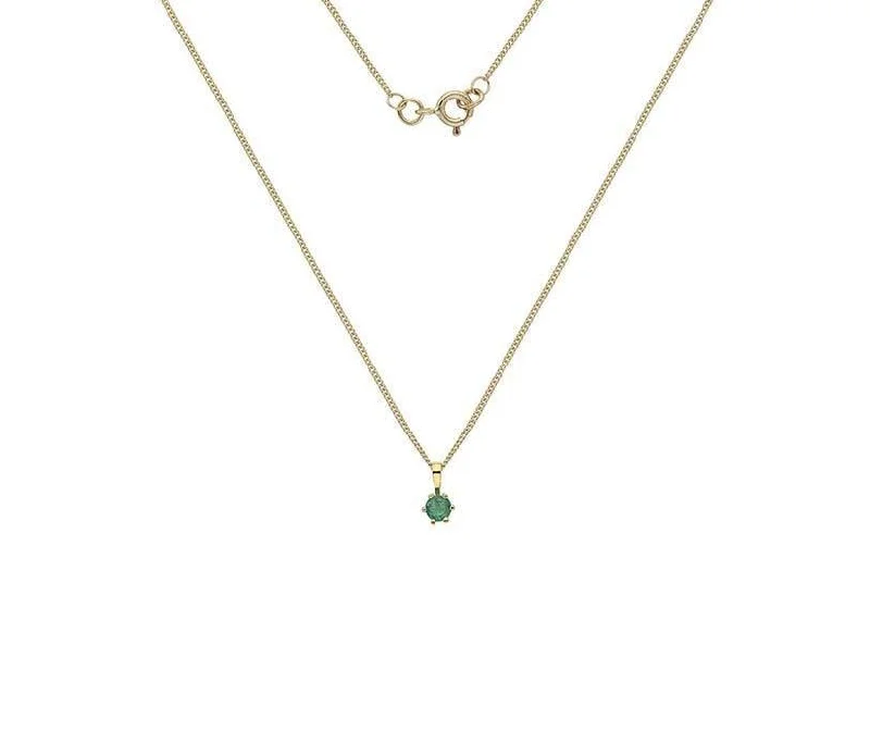 dainty necklaces for women -9ct Gold & 4mm Claw Set Emerald Pendant