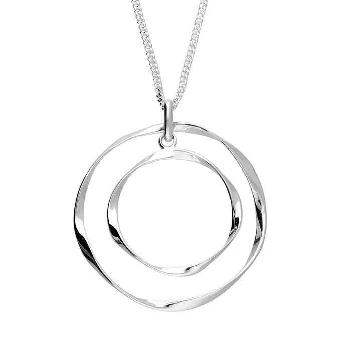 elegant gold necklaces for women -Sterling Silver Double Circle Necklace