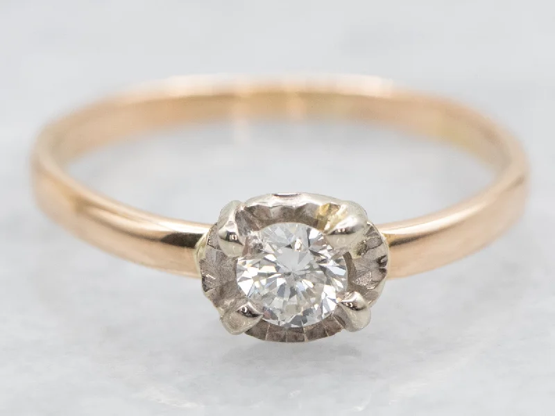 handcrafted engagement rings -Dainty Diamond Solitaire Engagement Ring