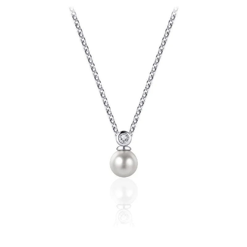 luxury diamond necklaces for women -Pearl CZ Pendant Necklace