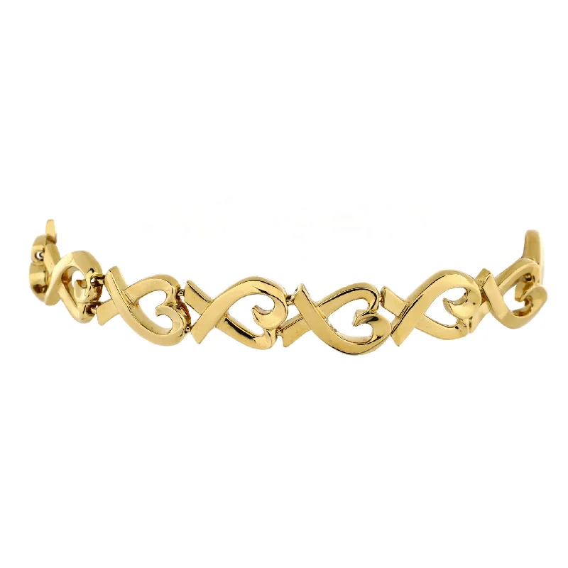 Paloma Picasso Loving Heart Bangle Bracelet 18K Yellow Gold