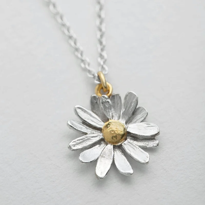 large statement necklaces for women -Alex Monroe Silver and Gold Daisy Necklace