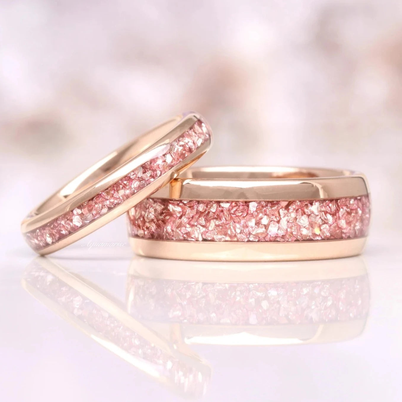 Crushed Morganite Couples Ring