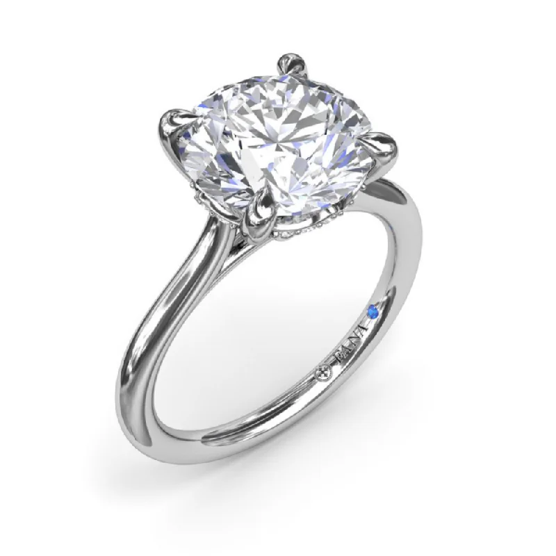 vintage-inspired engagement rings -Fana Classic Hidden Halo Diamond Engagement Ring Setting in 14 Karat White Gold