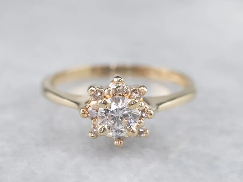 personalized engagement rings -Sweet Vintage Diamond Halo Engagement Ring