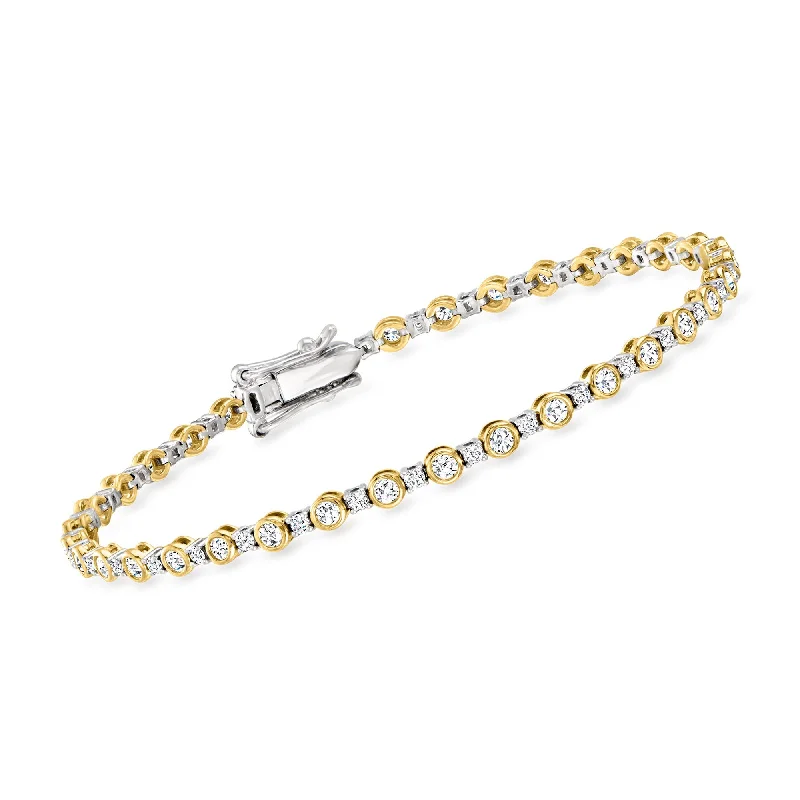 Ross-Simons Bezel-Set Diamond Tennis Bracelet in 14kt 2-Tone Gold