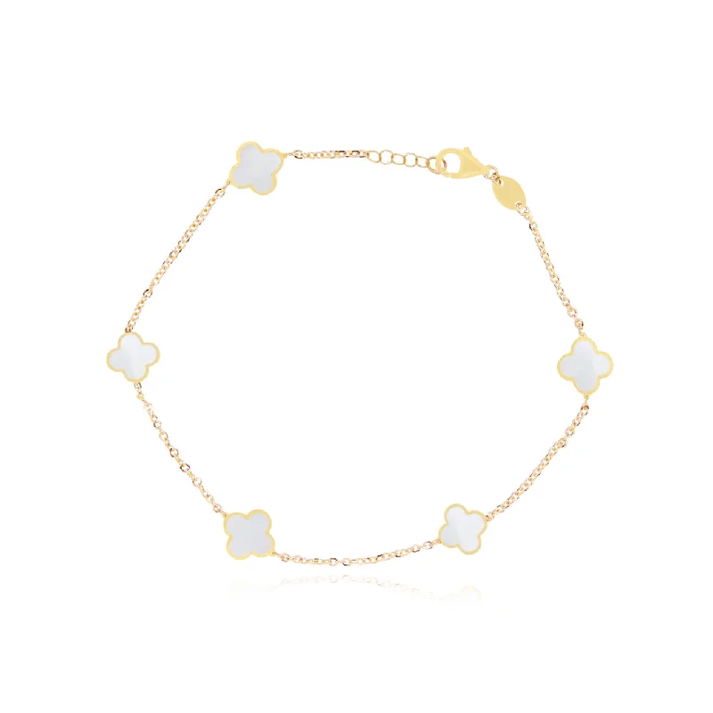 Mini Mother of Pearl Clover Bracelet