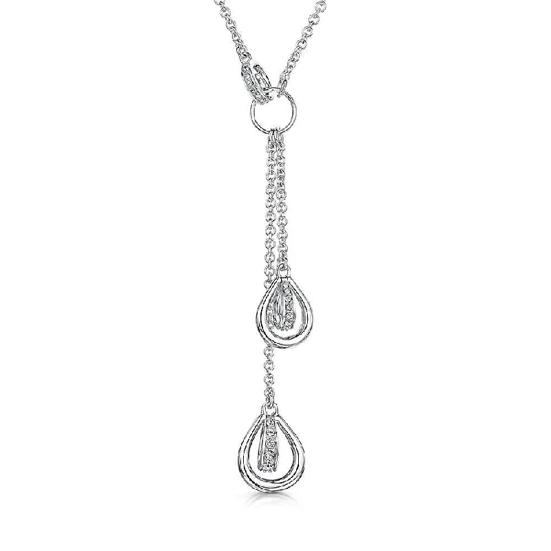 statement necklaces for women -Jools Sterling Silver Art Deco Drop Necklace