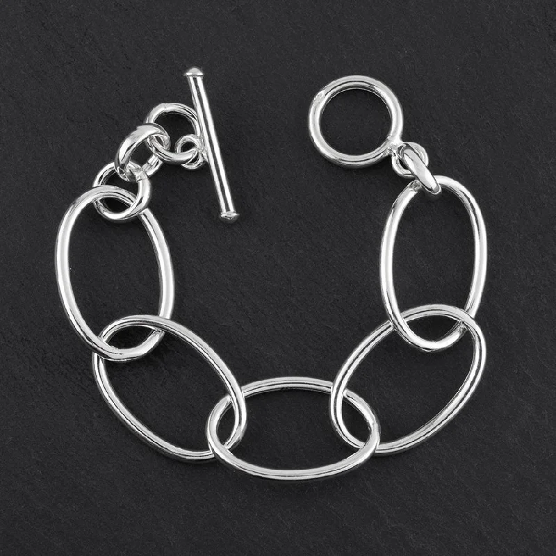 Large Sterling Silver Oval Link Bracelet