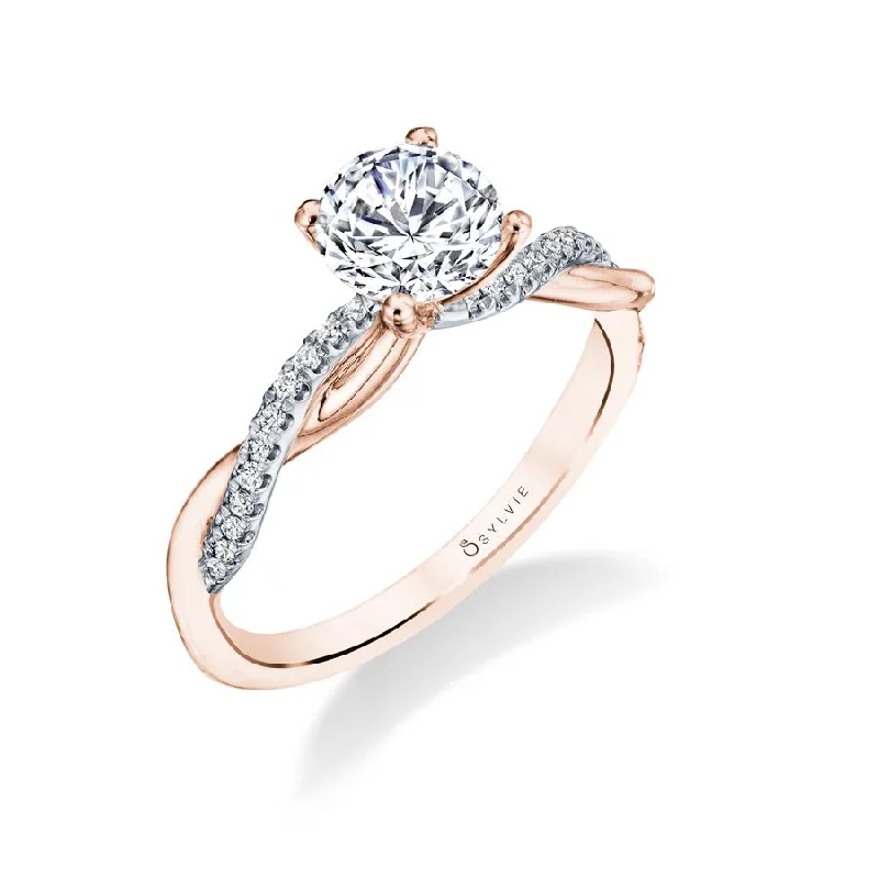 engagement rings with sapphires -Sylvie Collection 14K Tt Round Engagement Ring Setting