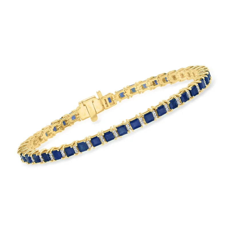 Ross-Simons Sapphire and . Diamond Tennis Bracelet in 18kt Gold Over Sterling