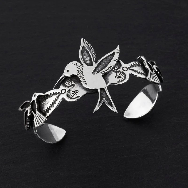 Sterling Silver Hummingbird Cuff Bracelet