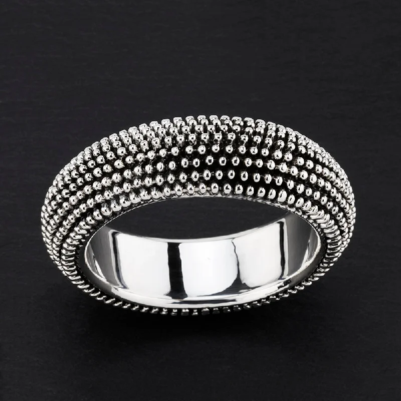 Chunky Silver Beaded Dome Bangle