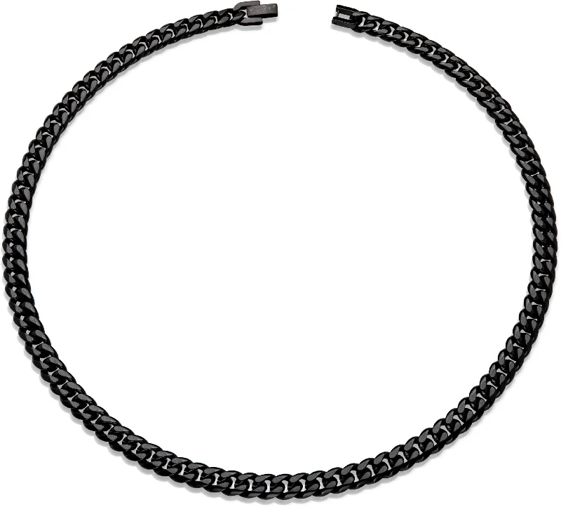 luxury diamond necklaces for women -Unique & Co Matte Black Steel Necklace