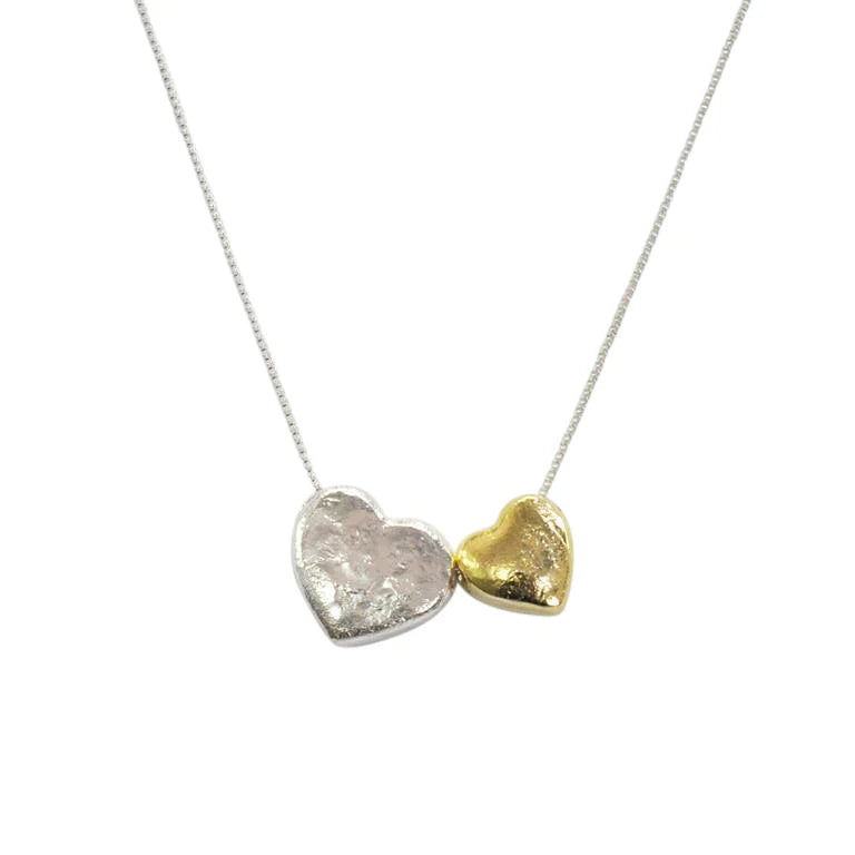 designer name necklaces for women -Silver Gold Heart Pendant Necklace